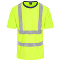 Hi Vis Yellow-Navy - Front - PRORTX Mens High-Vis T-Shirt