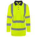 Hi Vis Yellow-Navy - Front - PRORTX Mens Long-Sleeved Polo Shirt