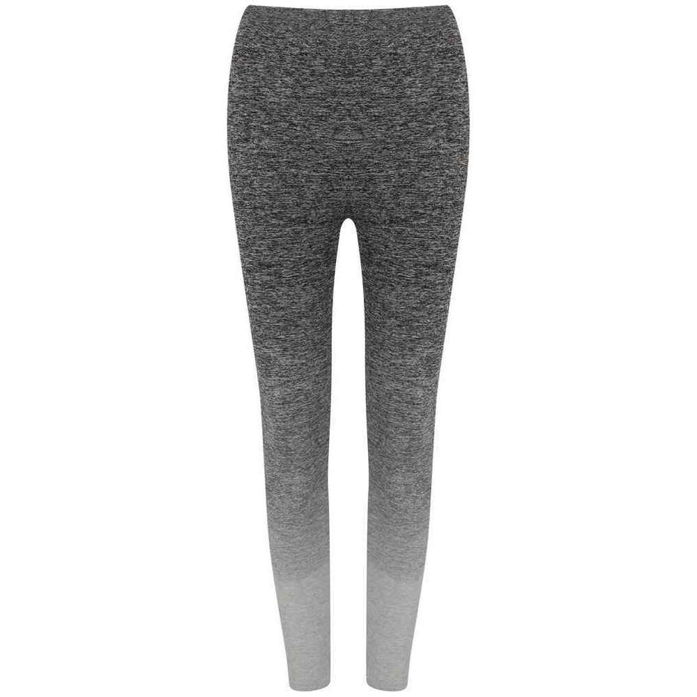 Dark Grey-Light Grey Marl - Front - Tombo Womens-Ladies Fade Seamless Leggings
