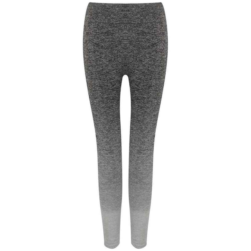 Dark Grey-Light Grey Marl - Back - Tombo Womens-Ladies Fade Seamless Leggings