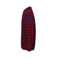 Red-Navy - Side - Premier Mens Mulligan Checked Cotton Long-Sleeved Shirt