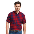 Red-Navy - Lifestyle - Premier Mens Mulligan Checked Cotton Long-Sleeved Shirt