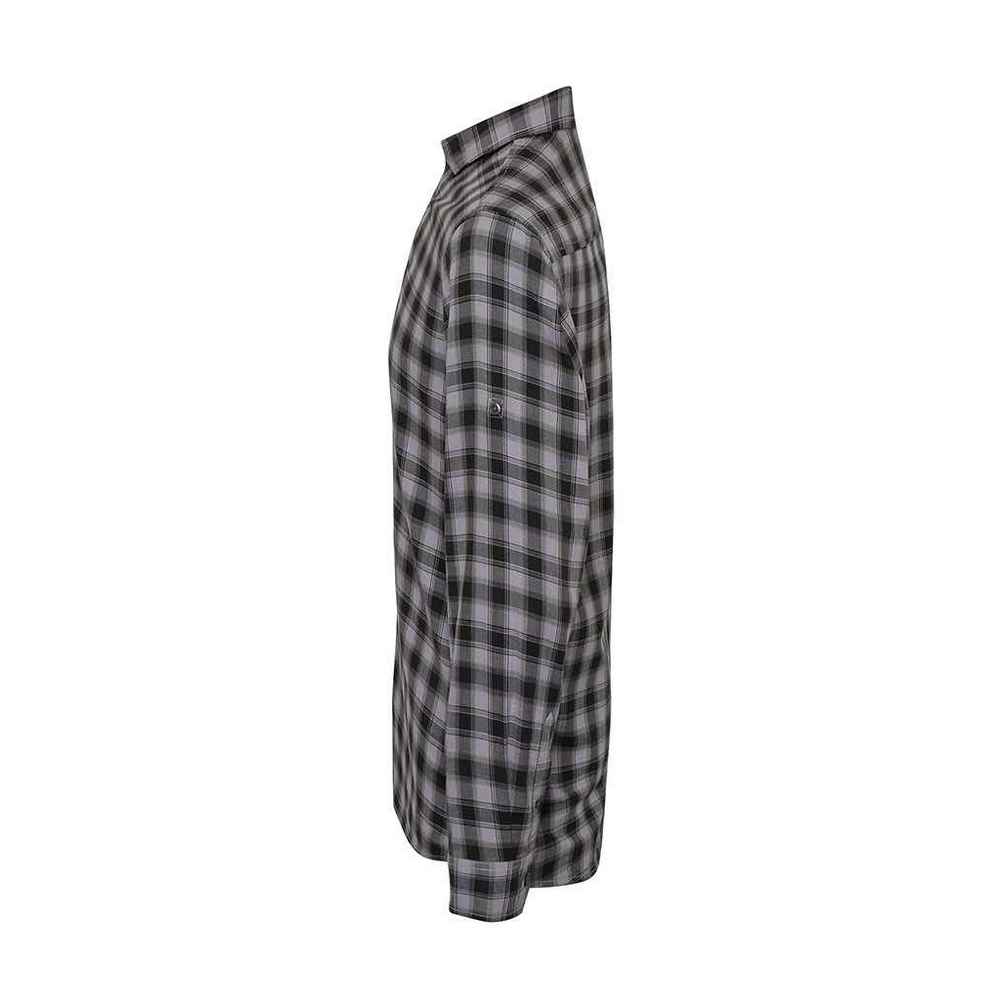 Steel-Black - Side - Premier Mens Mulligan Checked Cotton Long-Sleeved Shirt