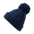 Navy - Side - Beechfield Unisex Adult Melange Cable Knit Beanie
