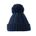 Navy - Front - Beechfield Unisex Adult Melange Cable Knit Beanie