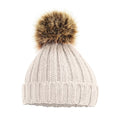 Oatmeal - Front - Beechfield Baby Pom Pom Chunky Beanie