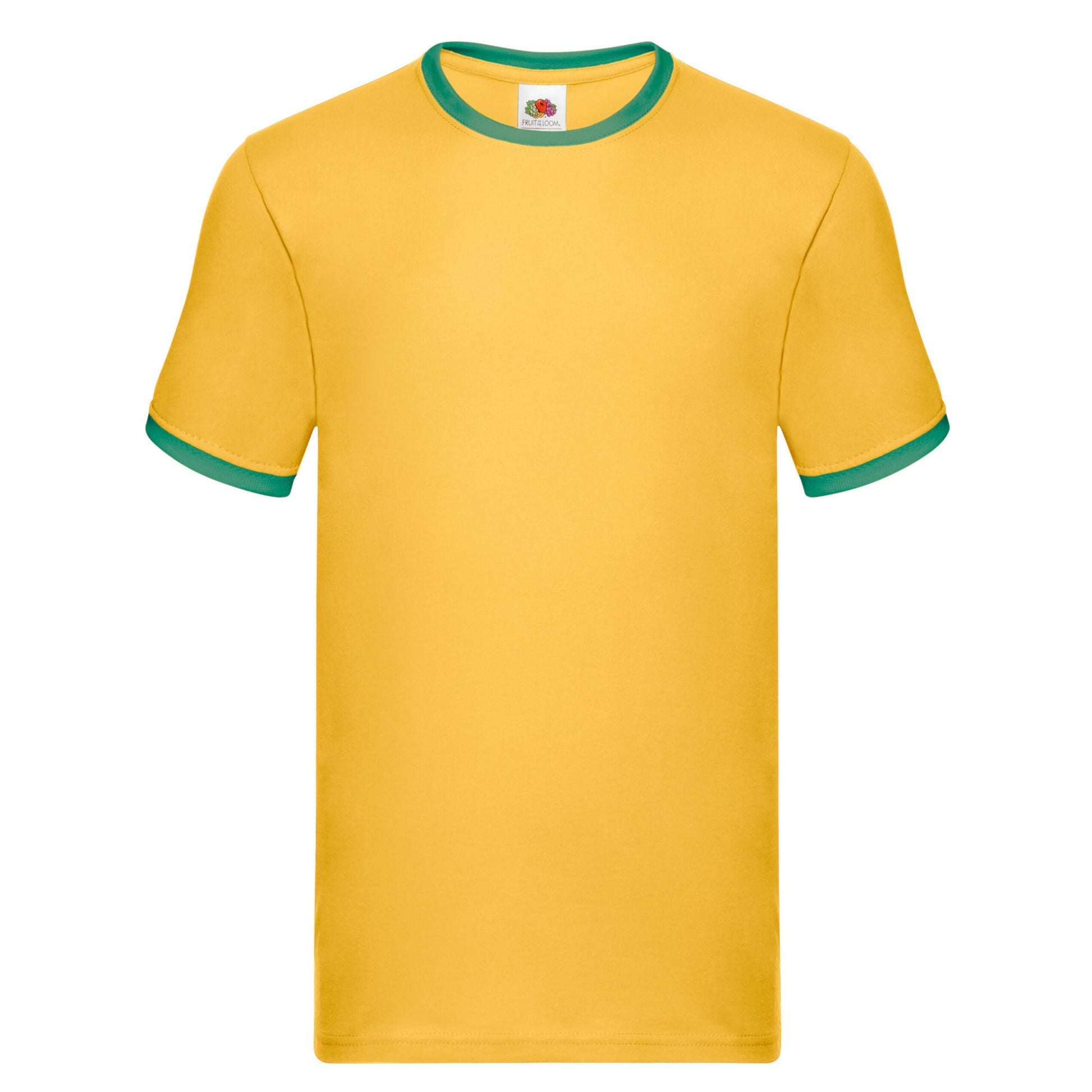 Sunflower-Kelly Green - Front - Fruit of the Loom Mens Ringer Contrast T-Shirt
