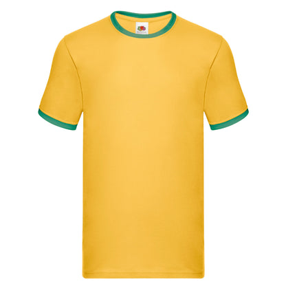 Sunflower-Kelly Green - Front - Fruit of the Loom Mens Ringer Contrast T-Shirt