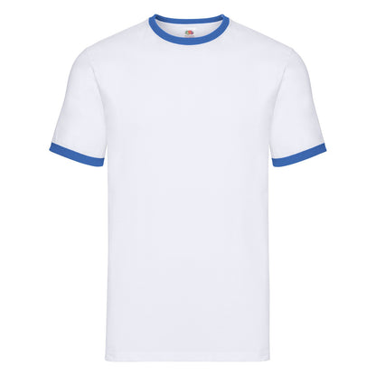 White-Royal Blue - Front - Fruit of the Loom Mens Ringer Contrast T-Shirt