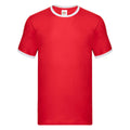 Red-White - Front - Fruit of the Loom Mens Ringer Contrast T-Shirt