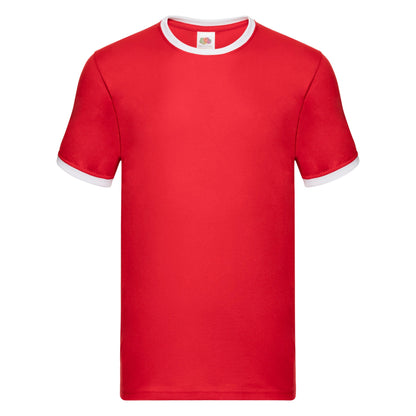 Red-White - Front - Fruit of the Loom Mens Ringer Contrast T-Shirt