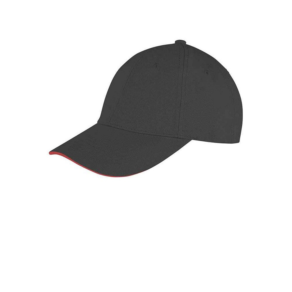 Black-Red - Front - Result Headwear Unisex Adult Memphis Brushed Cotton Low Profile Cap