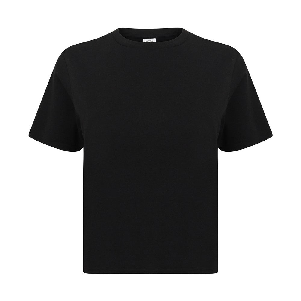 Black - Front - SF Womens-Ladies Boxy Crop T-Shirt