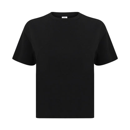 Black - Front - SF Womens-Ladies Boxy Crop T-Shirt