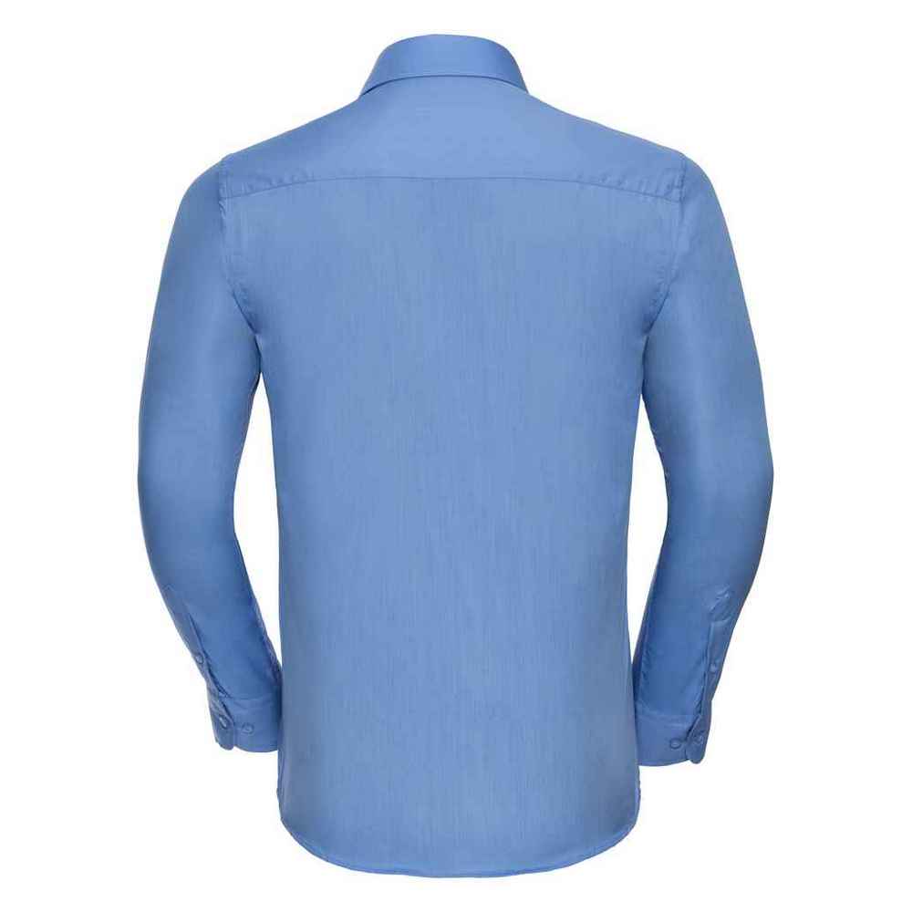 Corporate Blue - Back - Russell Collection Mens Polycotton Easy-Care Long-Sleeved Formal Shirt