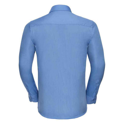 Corporate Blue - Back - Russell Collection Mens Polycotton Easy-Care Long-Sleeved Formal Shirt