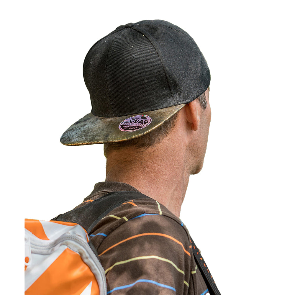 Black-Gold - Back - Result Headwear Unisex Adult Bronx Glitter Flat Peak Snapback Cap