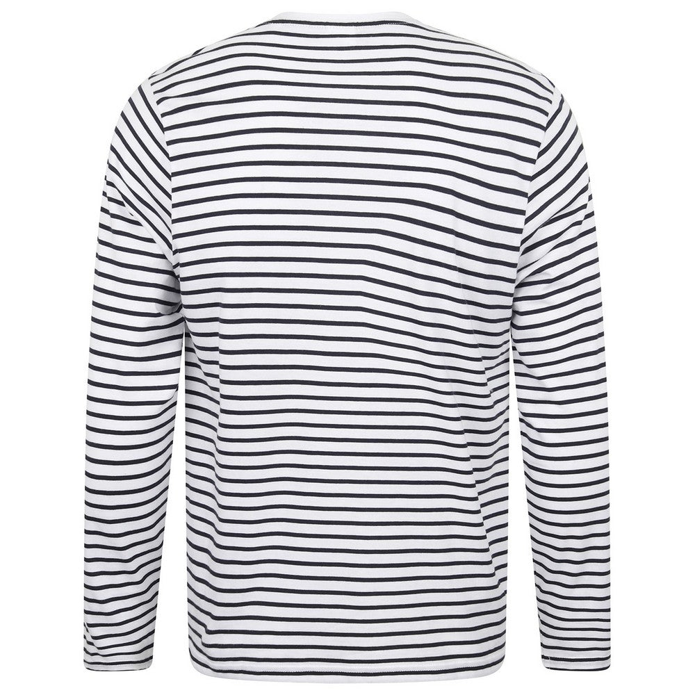 White-Oxford Navy - Back - SF Unisex Adult Striped Long-Sleeved T-Shirt