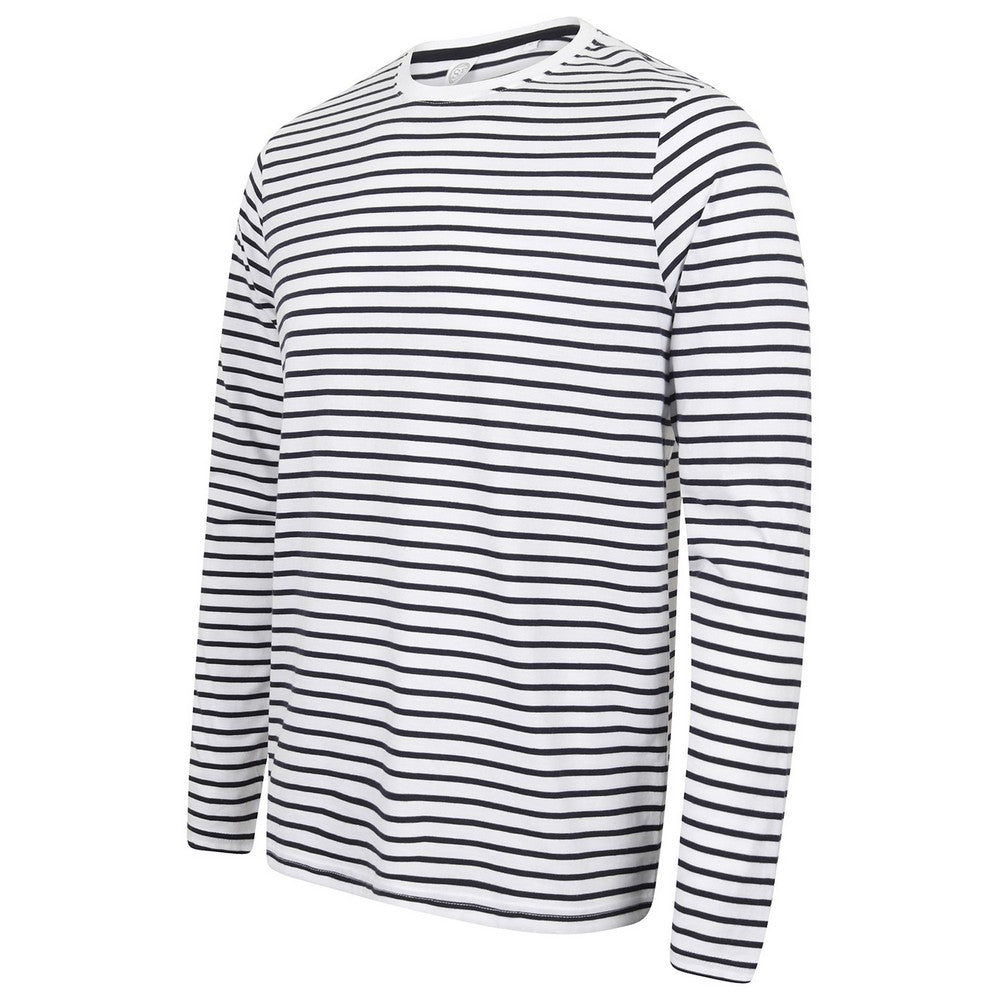 White-Oxford Navy - Lifestyle - SF Unisex Adult Striped Long-Sleeved T-Shirt
