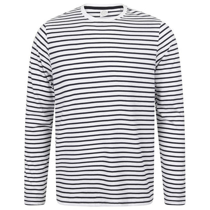 White-Oxford Navy - Front - SF Unisex Adult Striped Long-Sleeved T-Shirt