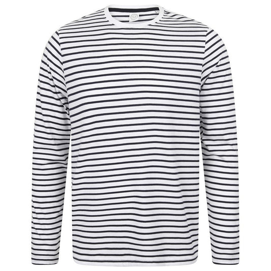 White-Oxford Navy - Front - SF Unisex Adult Striped Long-Sleeved T-Shirt