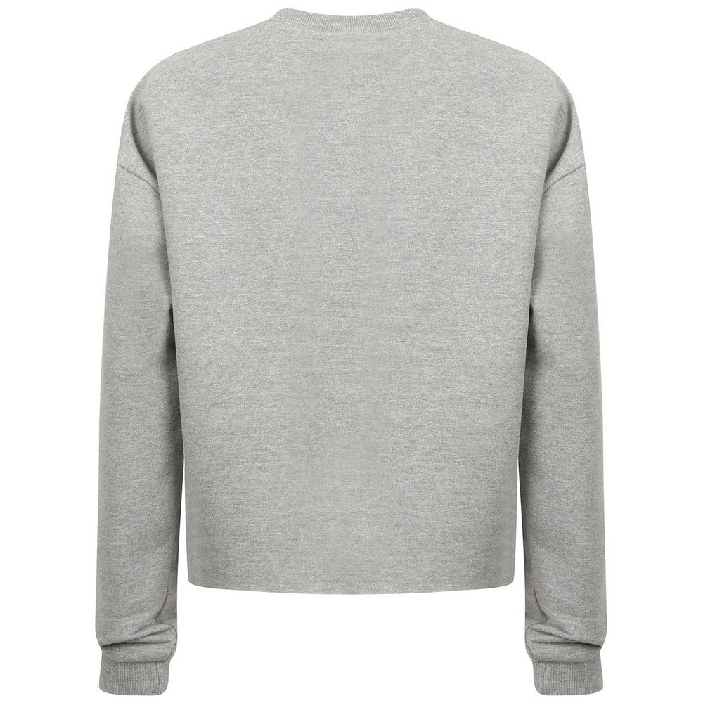 Heather Grey - Back - SF Womens-Ladies Slounge Heather Cropped Sweatshirt