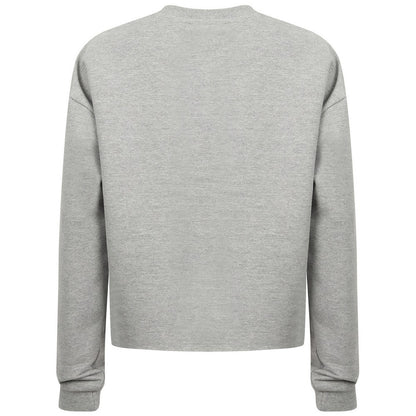 Heather Grey - Back - SF Womens-Ladies Slounge Heather Cropped Sweatshirt