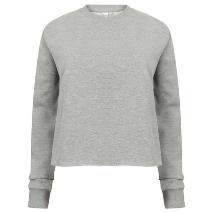 Heather Grey - Front - SF Womens-Ladies Slounge Heather Cropped Sweatshirt