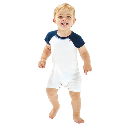 White-Navy-Red - Back - Babybugz Baby Baseball Bodysuit