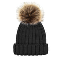 Black - Back - Beechfield Childrens-Kids Pom Pom Knitted Beanie