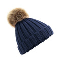 Navy - Front - Beechfield Childrens-Kids Pom Pom Knitted Beanie