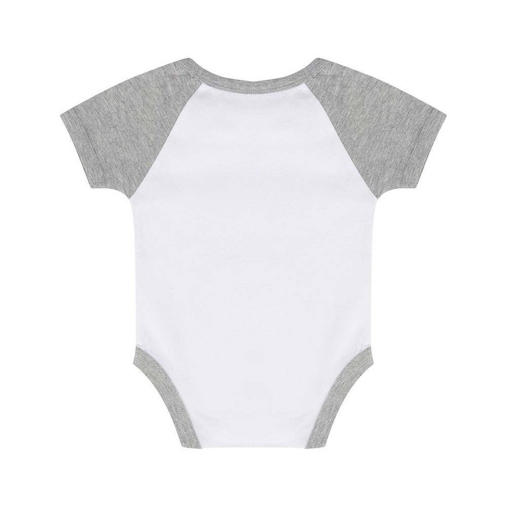 White-Heather Grey - Back - Larkwood Baby Essential Short-Sleeved Baseball Bodysuit
