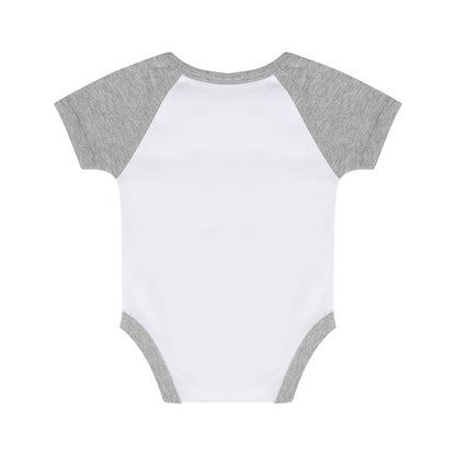White-Heather Grey - Back - Larkwood Baby Essential Short-Sleeved Baseball Bodysuit
