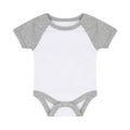 White-Heather Grey - Front - Larkwood Baby Essential Short-Sleeved Baseball Bodysuit
