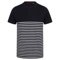 Navy-White - Front - Front Row Unisex Adult Breton Striped Tagless T-Shirt