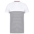 White-Navy - Front - Front Row Unisex Adult Breton Striped Tagless T-Shirt