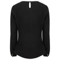 Black - Back - Henbury Womens-Ladies Yarn Pleat Front Long-Sleeved Blouse