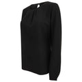 Black - Lifestyle - Henbury Womens-Ladies Yarn Pleat Front Long-Sleeved Blouse