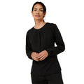 Black - Pack Shot - Henbury Womens-Ladies Yarn Pleat Front Long-Sleeved Blouse