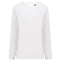 White - Front - Henbury Womens-Ladies Yarn Pleat Front Long-Sleeved Blouse