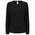 Black - Front - Henbury Womens-Ladies Yarn Pleat Front Long-Sleeved Blouse