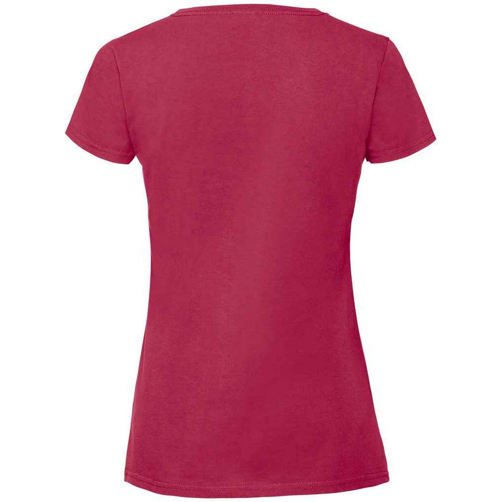 Cranberry - Back - Fruit of the Loom Womens-Ladies Iconic 195 Premium T-Shirt