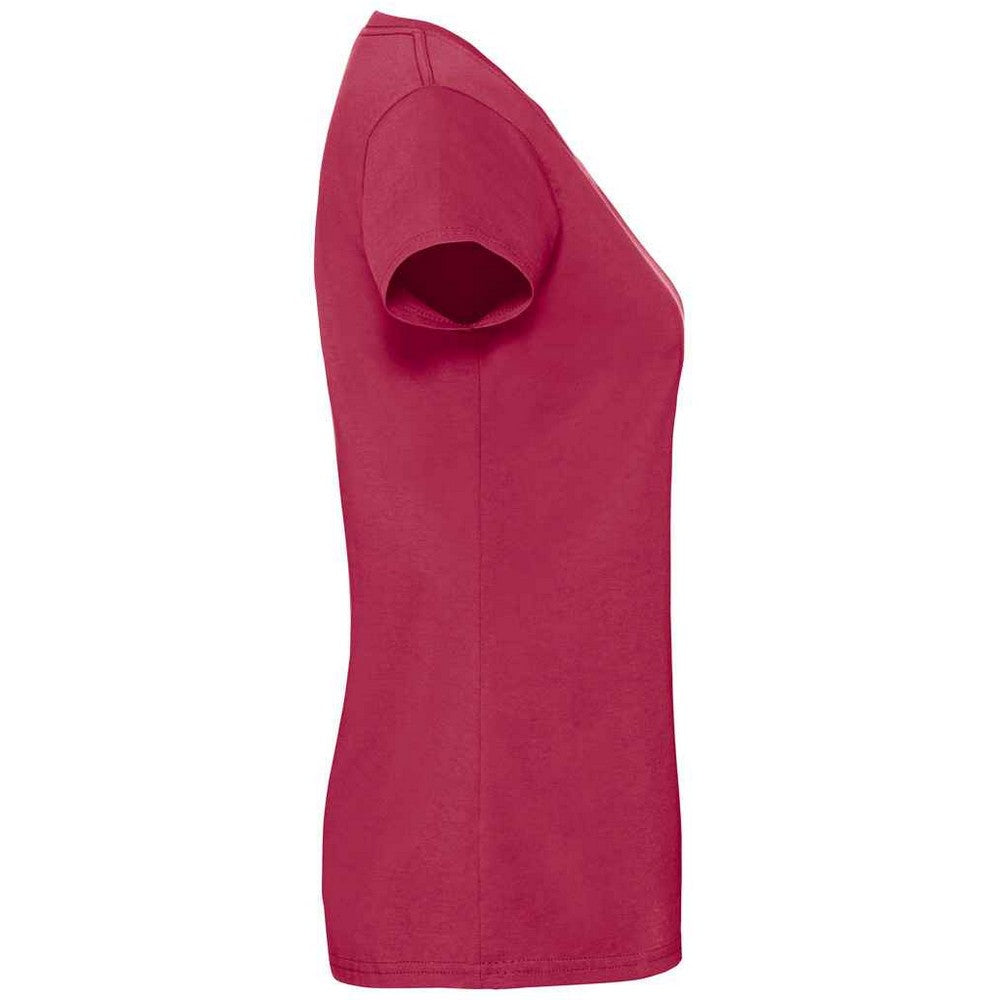 Cranberry - Side - Fruit of the Loom Womens-Ladies Iconic 195 Premium T-Shirt
