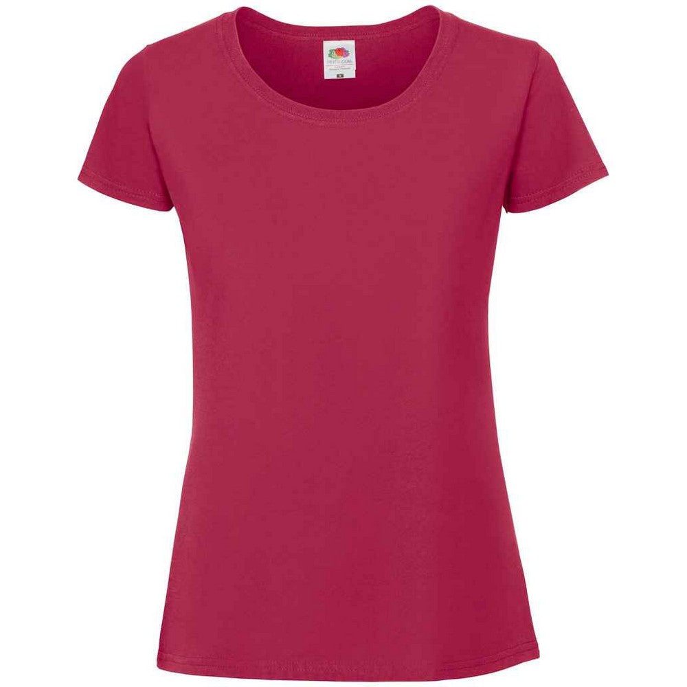 Cranberry - Front - Fruit of the Loom Womens-Ladies Iconic 195 Premium T-Shirt