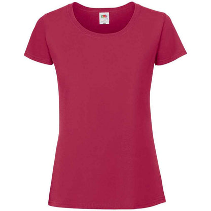 Cranberry - Front - Fruit of the Loom Womens-Ladies Iconic 195 Premium T-Shirt