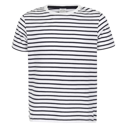 White-Oxford Navy - Front - SF Minni Childrens-Kids Striped T-Shirt