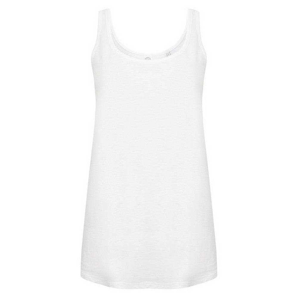 White - Front - SF Womens-Ladies Slounge Tank Top