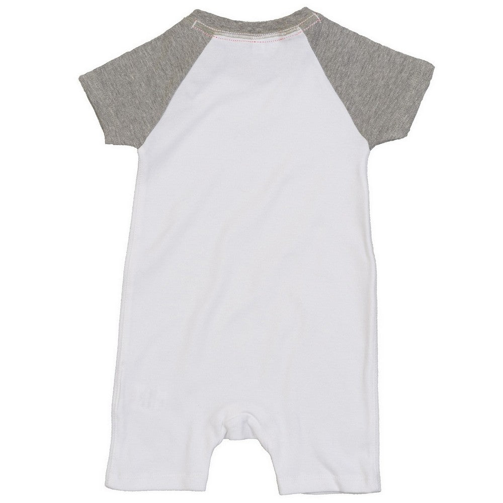 White-Heather Grey-Red - Back - Babybugz Baby Melange Baseball Bodysuit