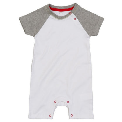 White-Heather Grey-Red - Front - Babybugz Baby Melange Baseball Bodysuit