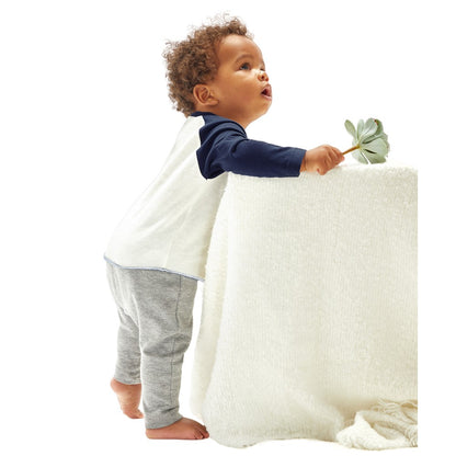 Washed White-Swiss Navy - Back - Babybugz Baby Baseball Long-Sleeved T-Shirt